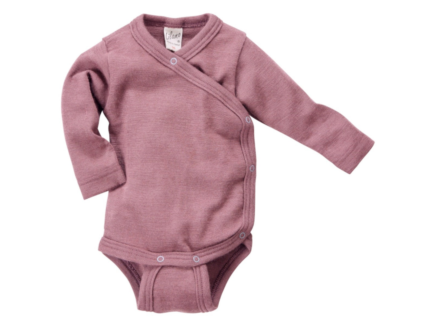 Baby Wickel-Body Wolle/Seide – Mauve, Lilano, weich & hautfreundlich aus der Schwäbischen Alb