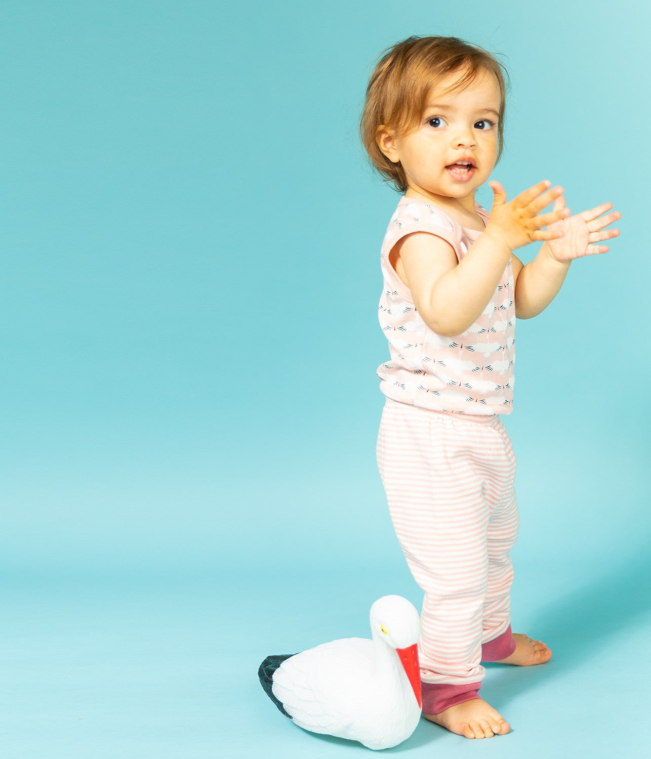 Baby Bright Retro Leggings Rose Stripes – Bio-Baumwolle, GOTS zertifiziert | Sense Organics