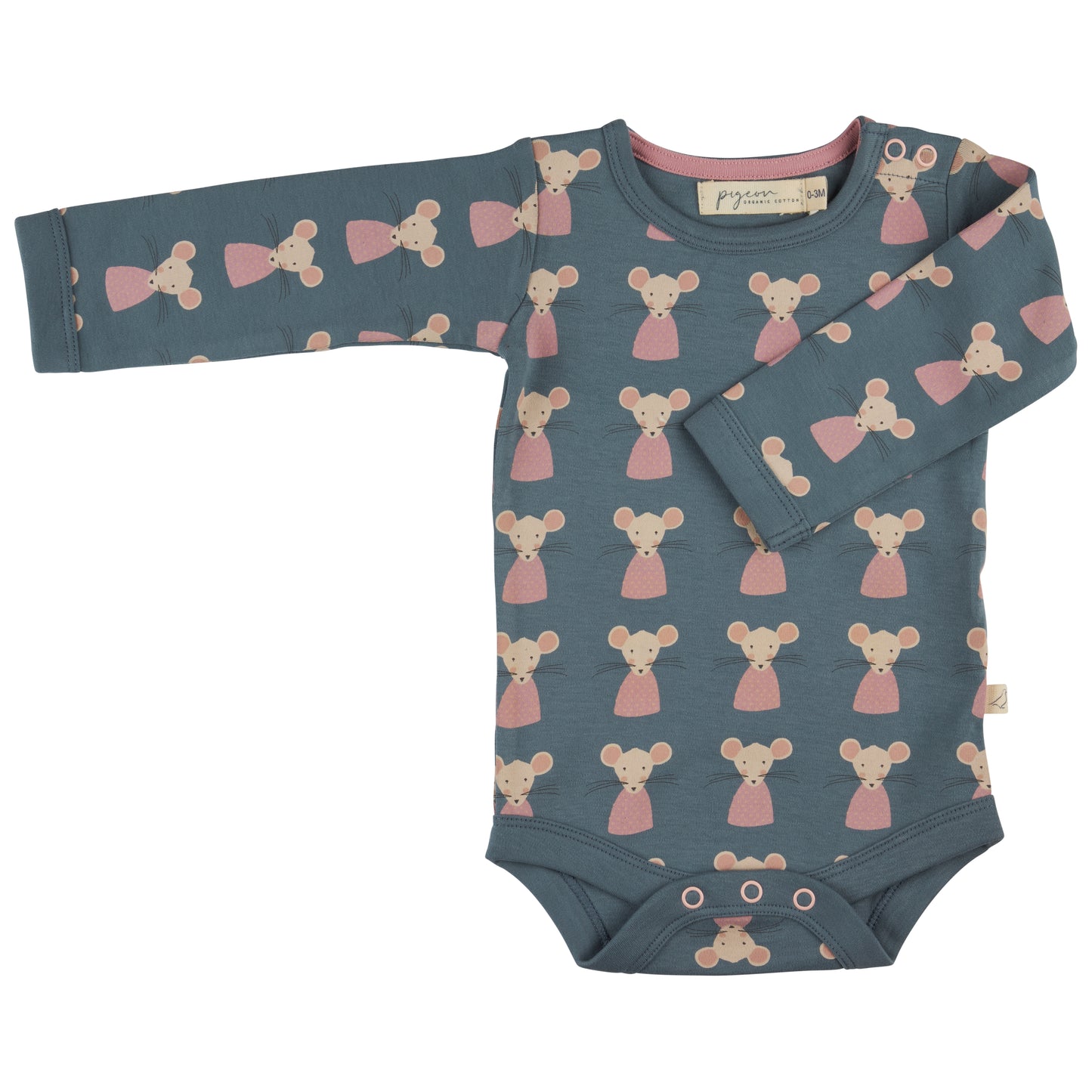 Baby Body Maus aus Bio-Baumwolle | Langarm-Body mit Druckknöpfen