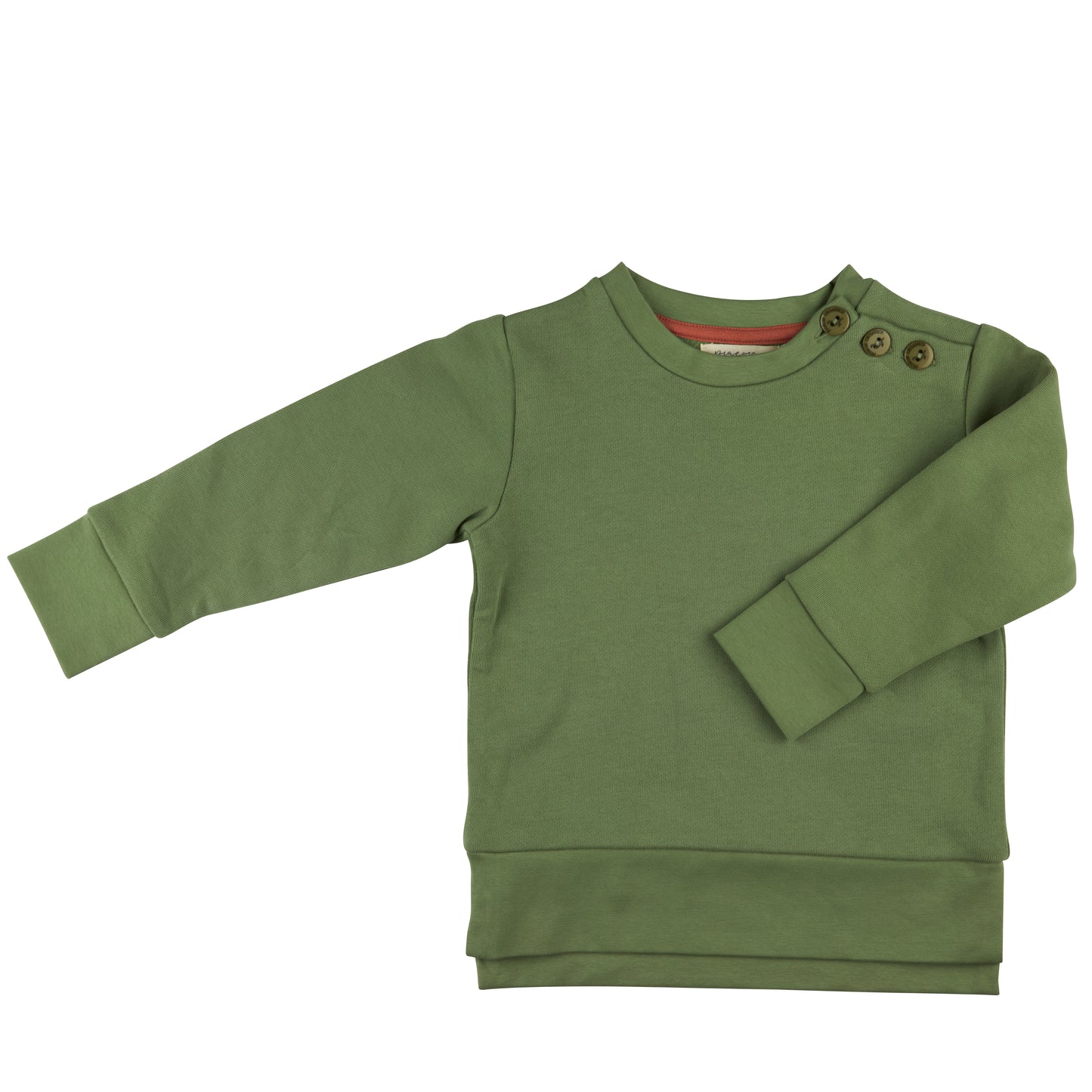 Jersey Sweatshirt aus Bio-Baumwolle | Kinder-Sweatshirt Grün mit Knopfleiste