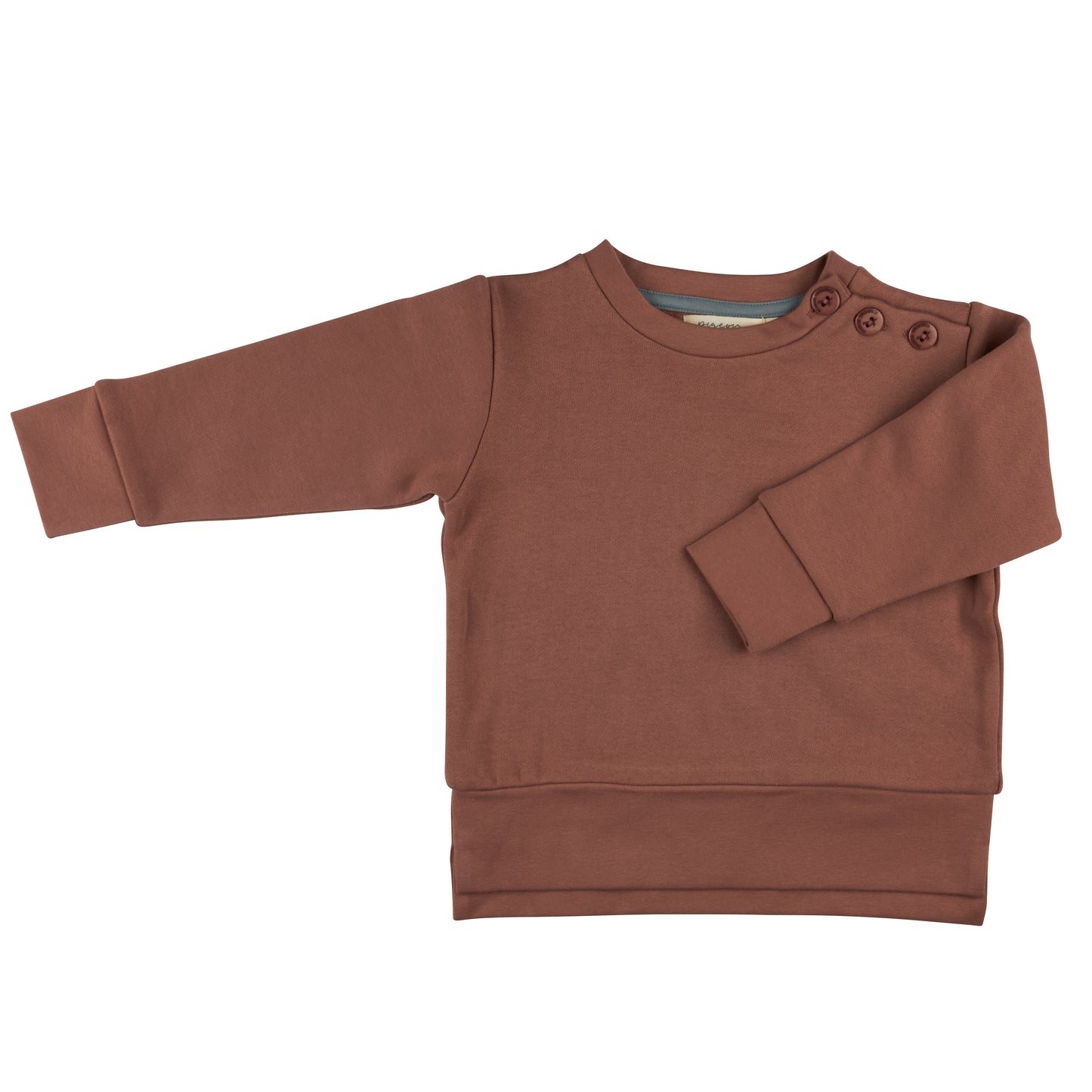 Jersey Sweatshirt aus Bio-Baumwolle | Kinder-Sweatshirt Mocha mit Knopfleiste