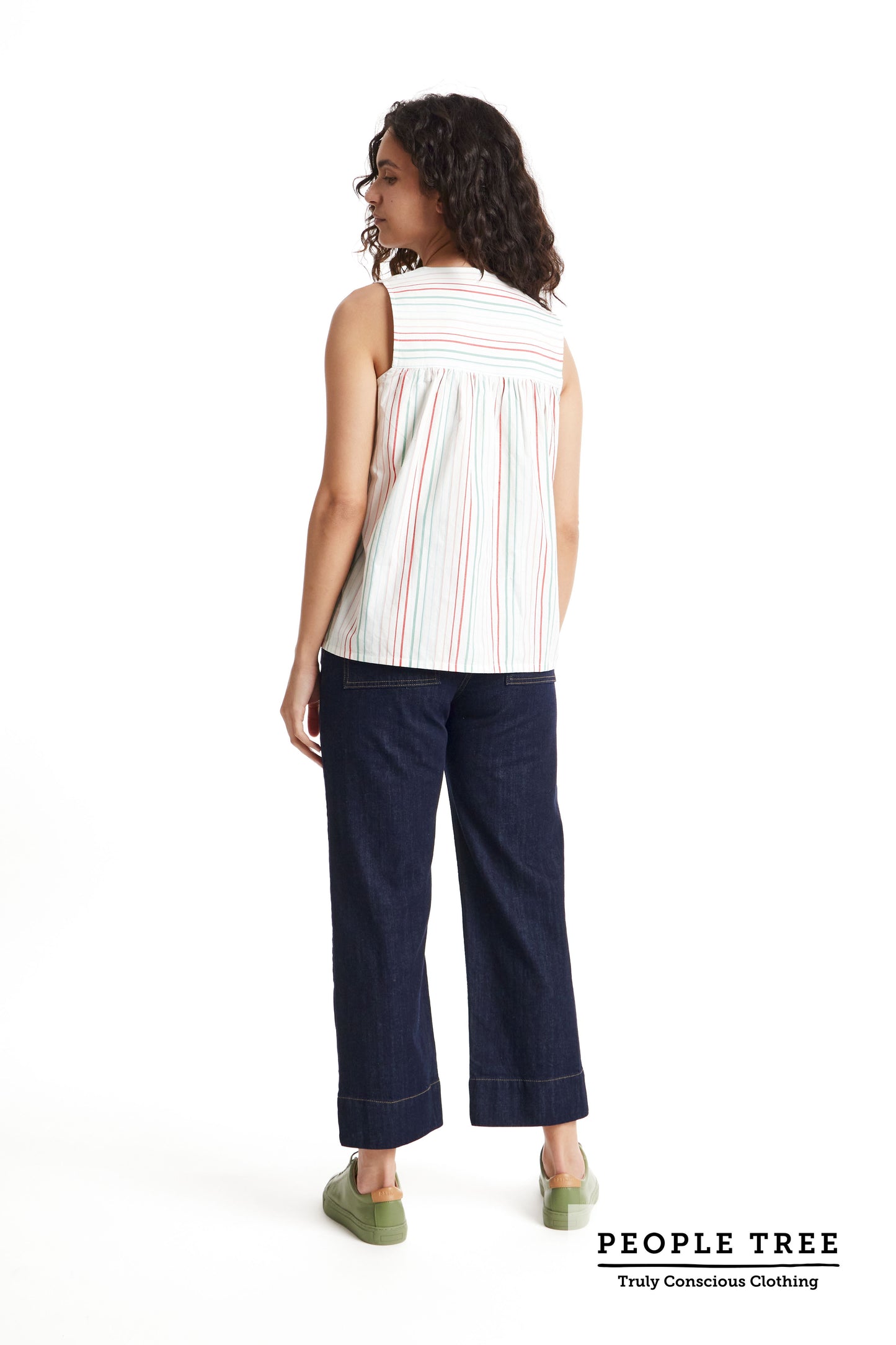 People Tree Abbie Striped Top – Handgewebte Sommerbluse aus 100% Bio-Baumwolle