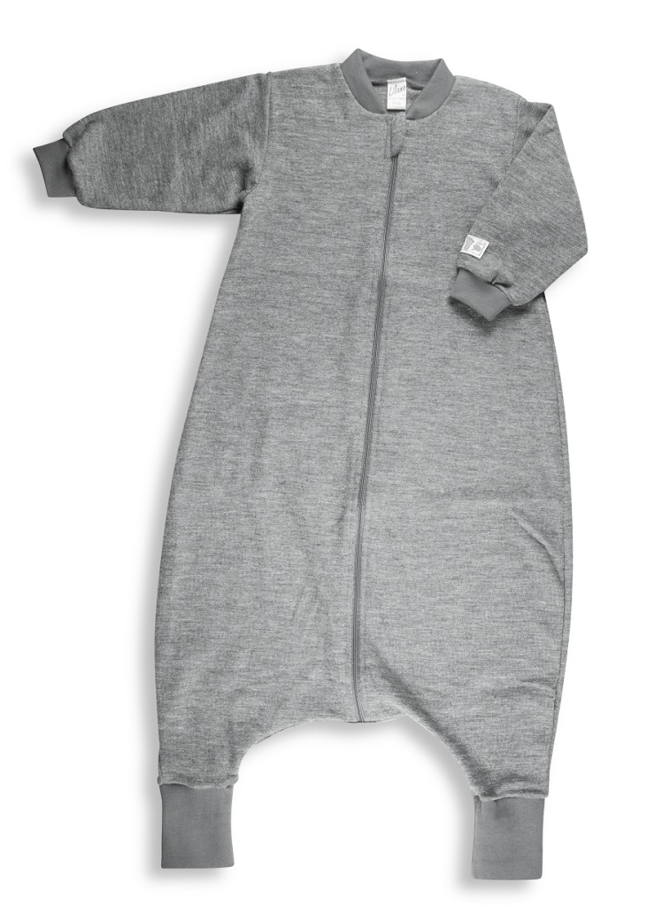 Lilano Langarm Schlafsack mit Füßen – Hellgrau | Wärme & Bewegungsfreiheit für Babys und Kleinkinder