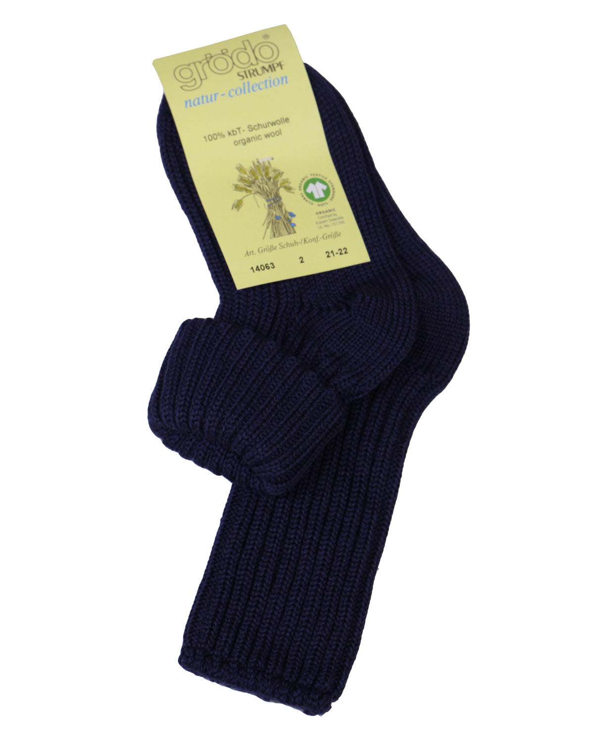 Grödo Umschlagsöckchen Kindersocken aus Bio-Schurwolle (kbT) – Weiche, Wärmende Kinder-Socken, Marine