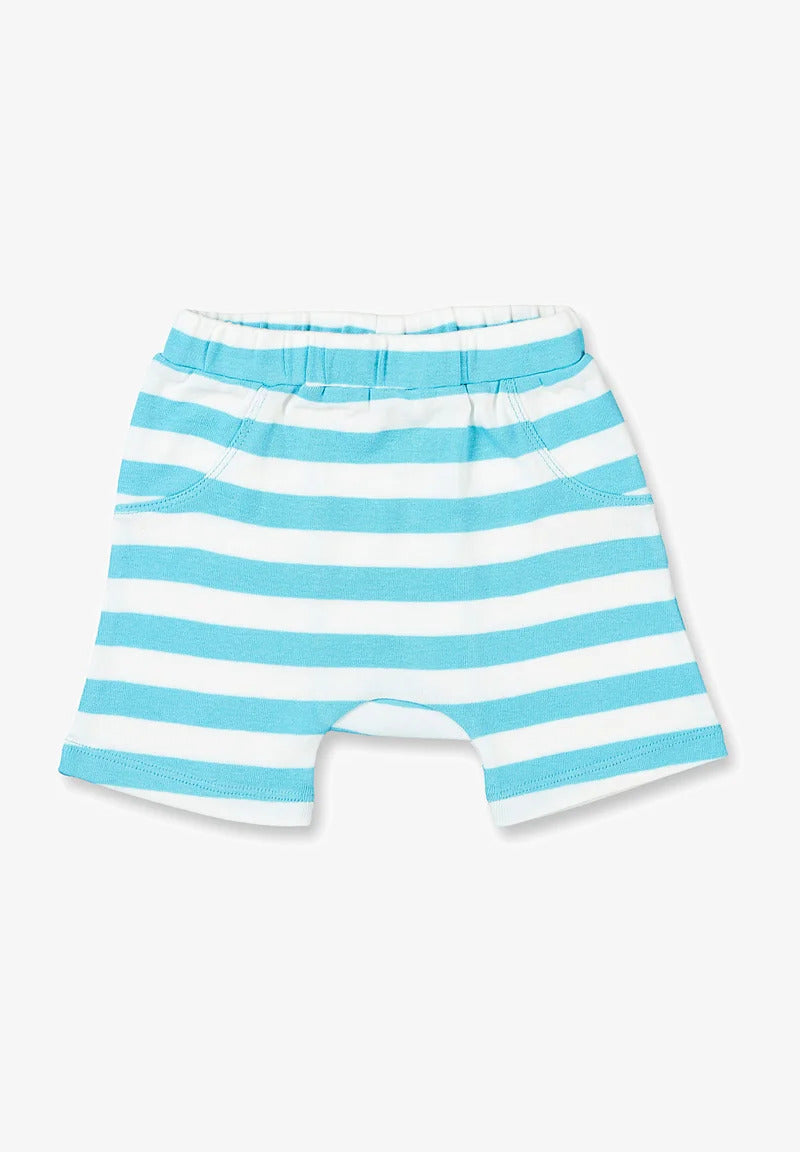 EMILIO – die Babyshorts, gestreift in Hellblau mit Retro-Flair und Wohlfühlgarantie - Sense Organics