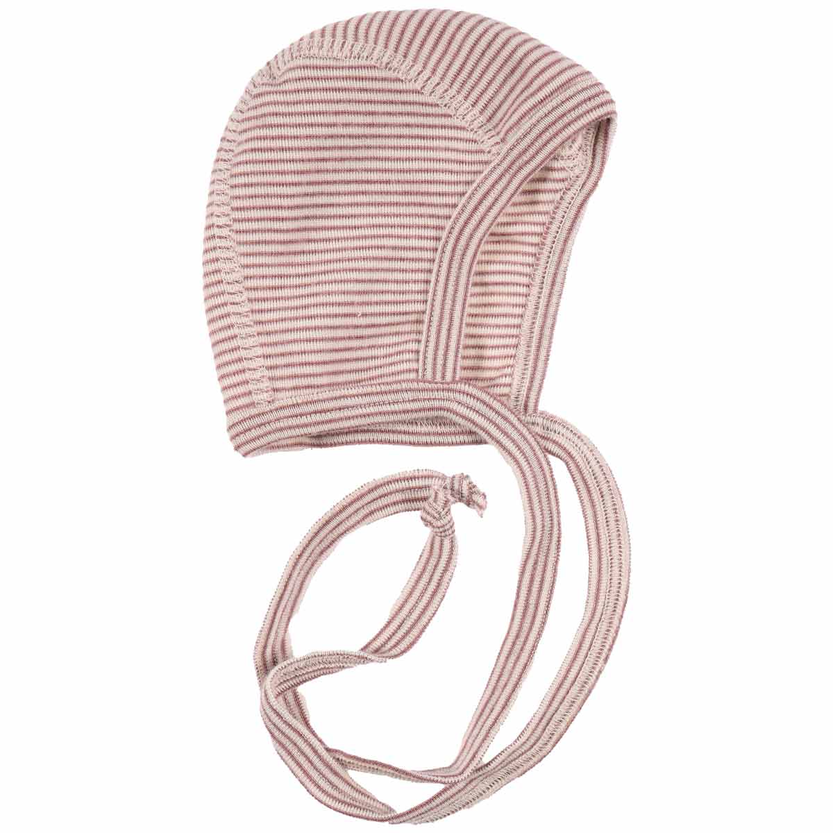 Babys Erstlingsmütze Wolle-Seide – Mauve Ringel, Lilano, kuschelig & nachhaltig
