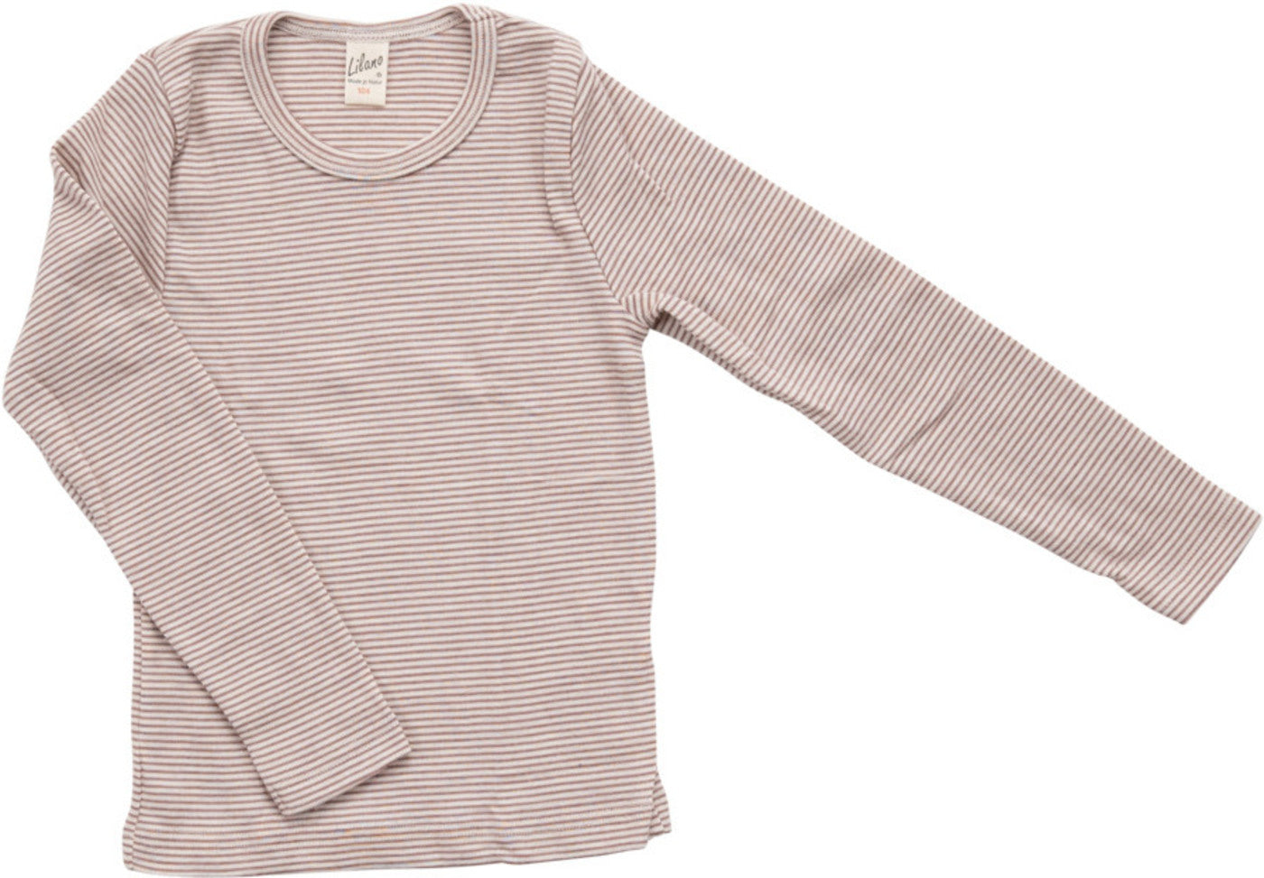 Lilano Kinder Langarmshirt Ringel Mauve – Wolle-Seide Unterhemd für Kinder