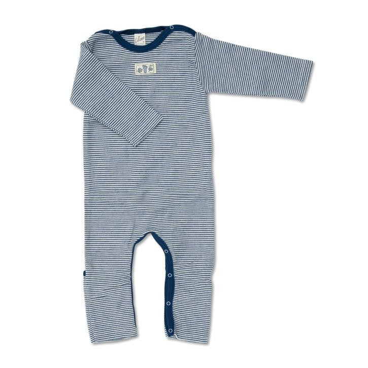 Lilano Anzug mit Beinumschlag – Wolle & Seide, Marine Ringel. Nachhaltig, fair produziert auf der Schwäbischen Alb – beste Qualität für Kinderhaut & Umwelt.