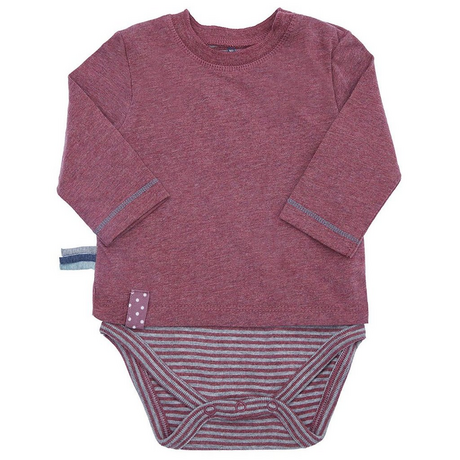 Bio-Langarm-Bodyshirt für Babys – 2-in-1 Look, bordeaux-melange | OrganicEra