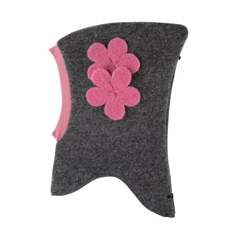 SCHLUPFMÜTZE - BLUME - GRAU MELANGE