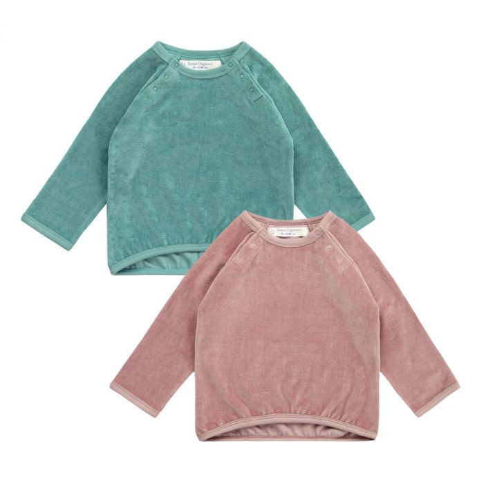 JANNE Baby Velour Sweater – Light Teal | GOTS zertifiziert & weich von Sense Organics