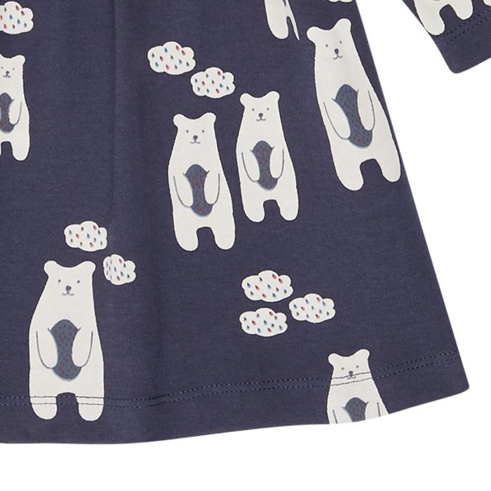 Baby Kleid Dunkelblau mit Polarbär-Print – Bio Baumwolle, GOTS zertifiziert von Sense Organics