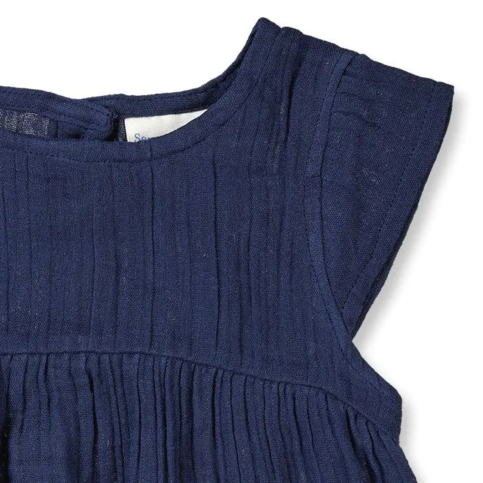 NEELA Babykleid aus Bio-Musselin in Dunkelblau – Leicht & Federweich für warme Tage - Sense Organics