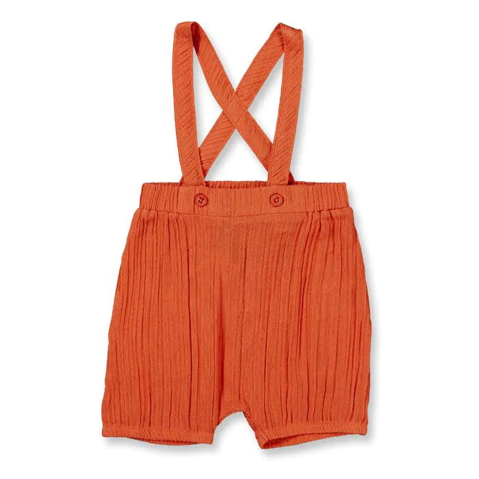 NAKI Kurze Baby Latzhose – Stylisch & Bewegungsfreundlich - Rost-Rot - Sense Organic