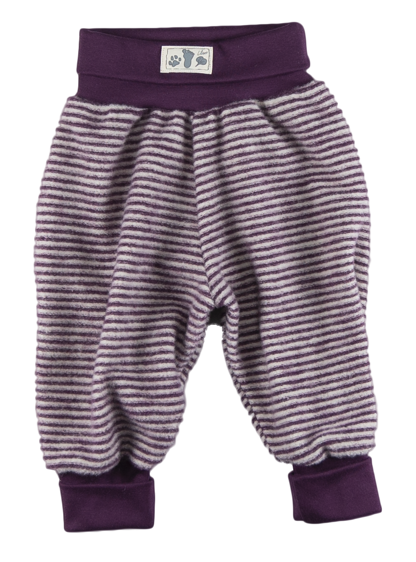 Lilano Kuschel-Wollfrottee Plüsch- Nabelbundhose für Babys – Beere Ringel, Schurwolle | Qualität von der Schwäbischen Alb