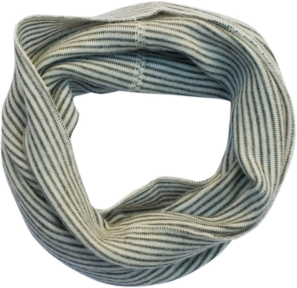 Lilano Schlauchschal aus Wolle & Seide – Hellgrau Ringel | Weich, warm & nachhaltig