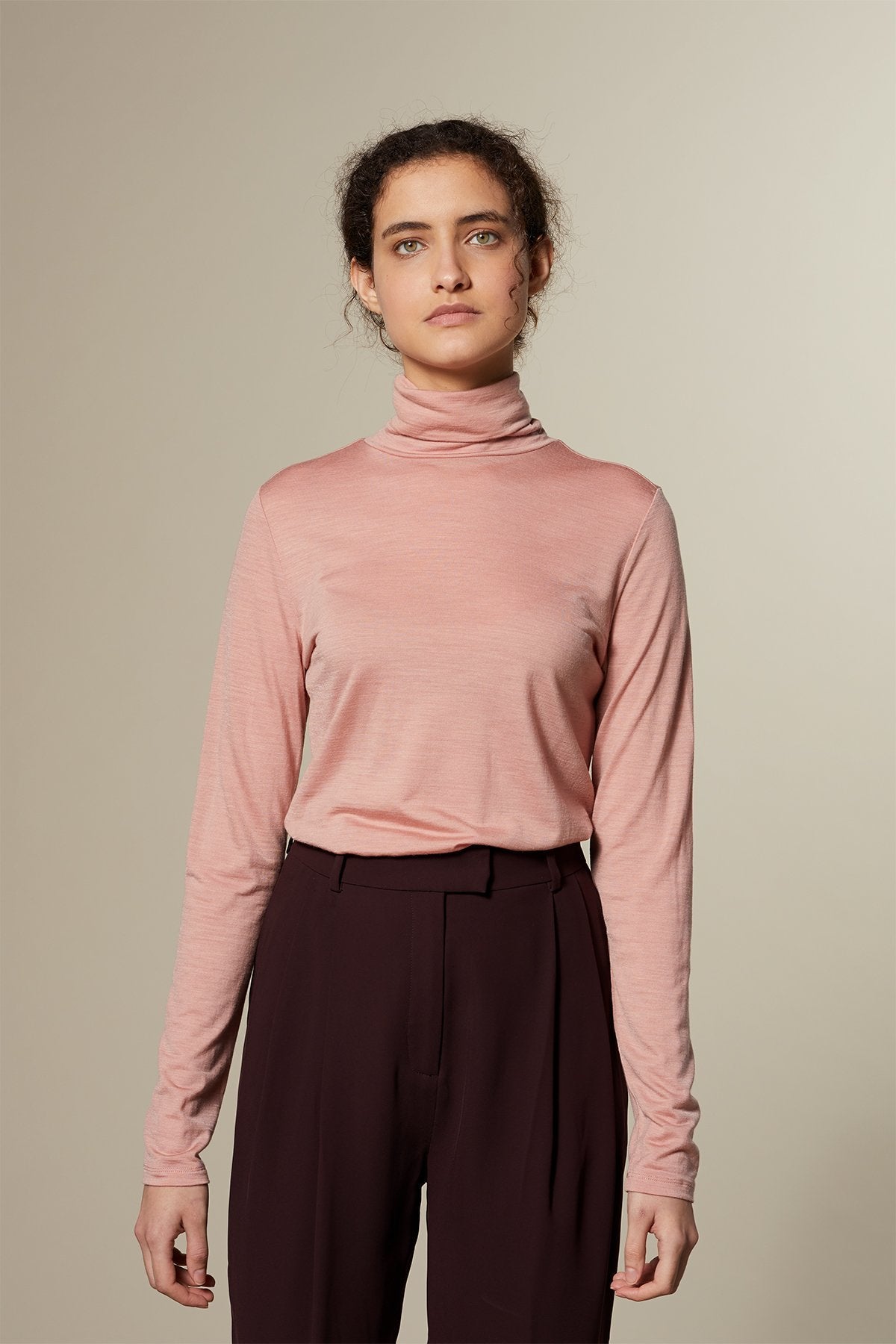 Funktionsschnitt DELIGHT Rollkragenpullover – CHILLED ROSE | Merino & TENCEL™ Shirt, 50/50