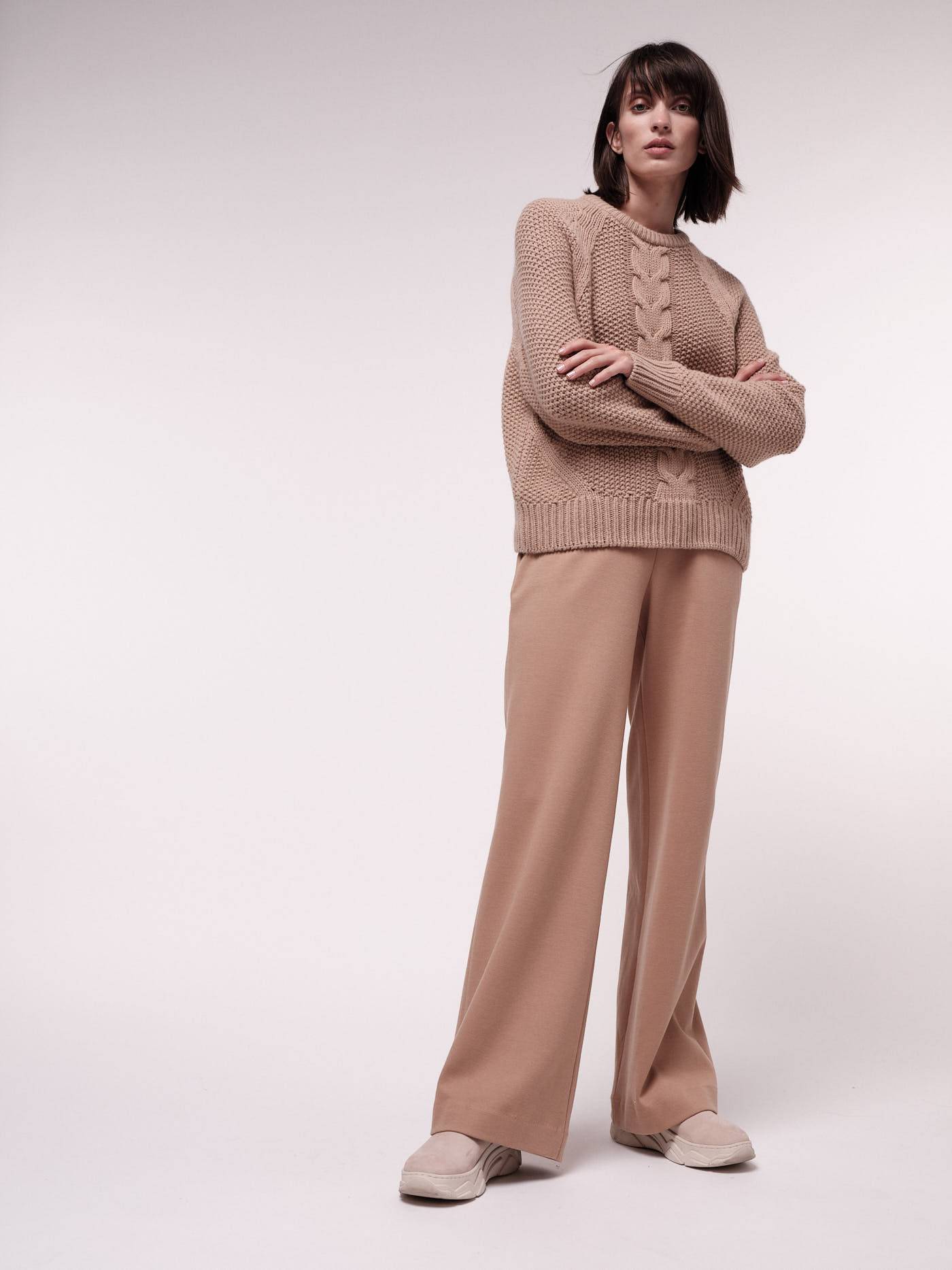 PULLOVER MIT ZOPFMUSTER AUS BIOSCHURWOLLE & BIOBAUMWOLLE