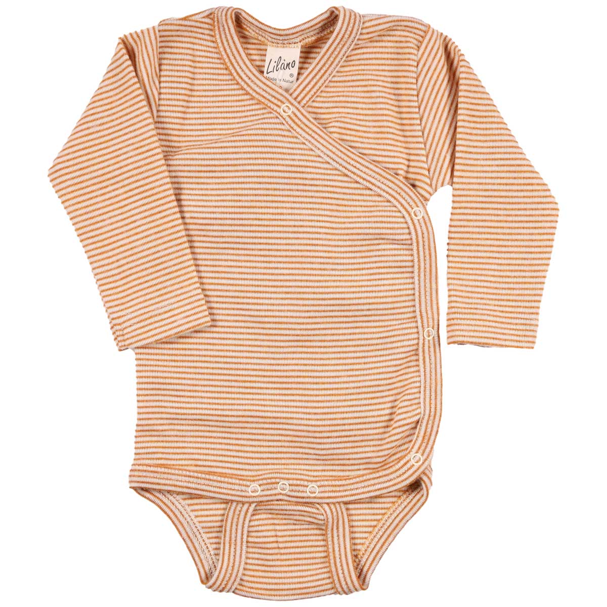 Lilano Wickel-Body aus Wolle & Seide – Curry Ringel für Kinder | Kuschelig & nachhaltig, Schwäbische Alb