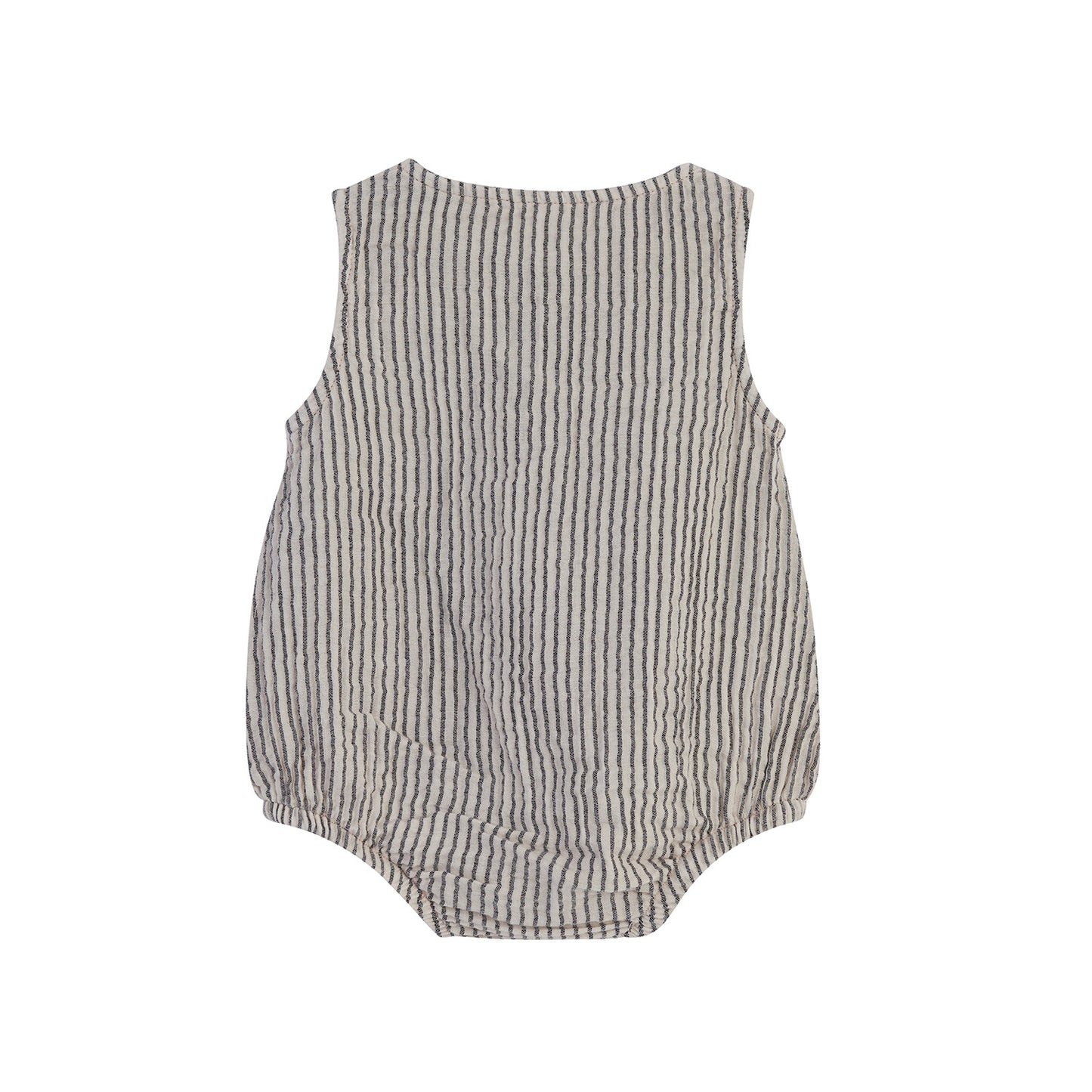 Gestreifter Musselin-Bloomer-Overall in Anthrazit aus Biobaumwolle | OrganicEra