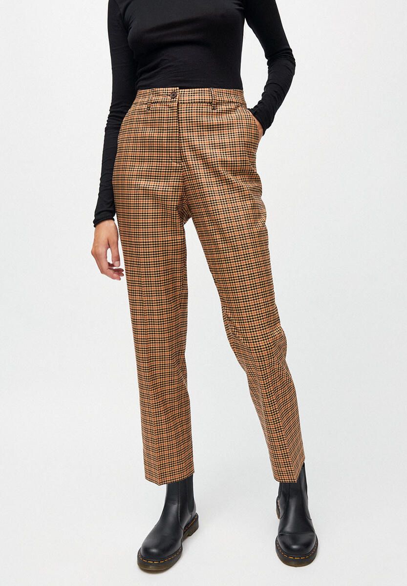 Armedangels HERTTAA CHECK Damen Hose – TENCEL™ Lyocell Mix, Regular Fit