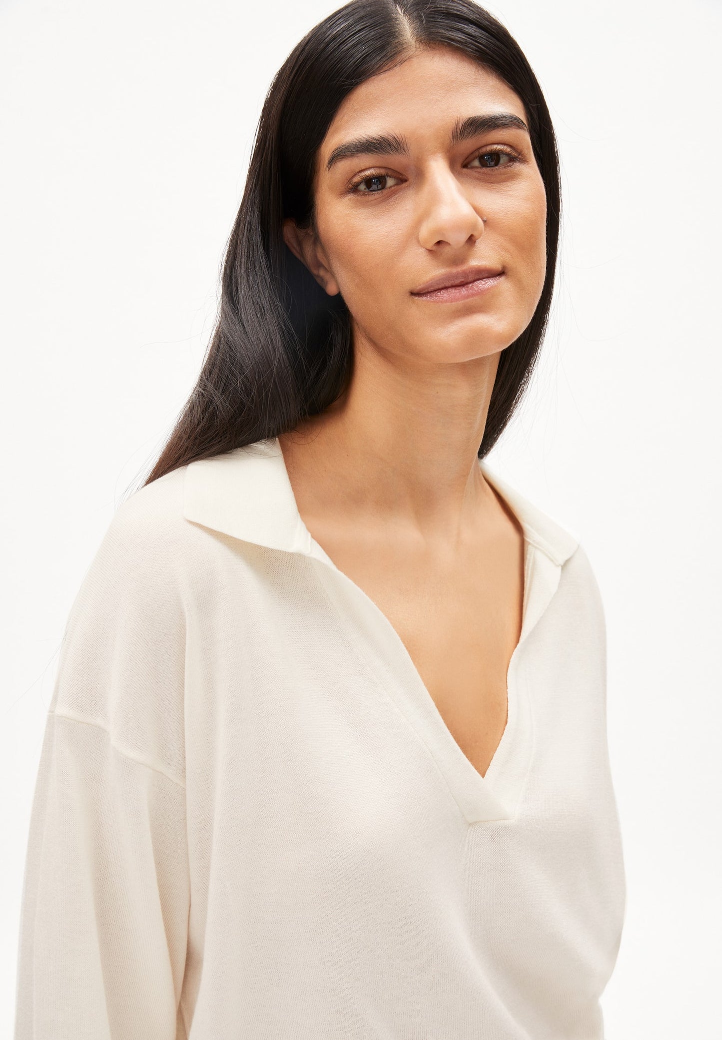 Armedangels POLODAA Strickpullover Damen – TENCEL™-Baumwollmix mit V-Ausschnitt