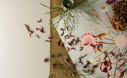 FIEN Tuch Pflanzenkreis L | Furoshiki Tuch aus Bio-Baumwolle 90x90 cm