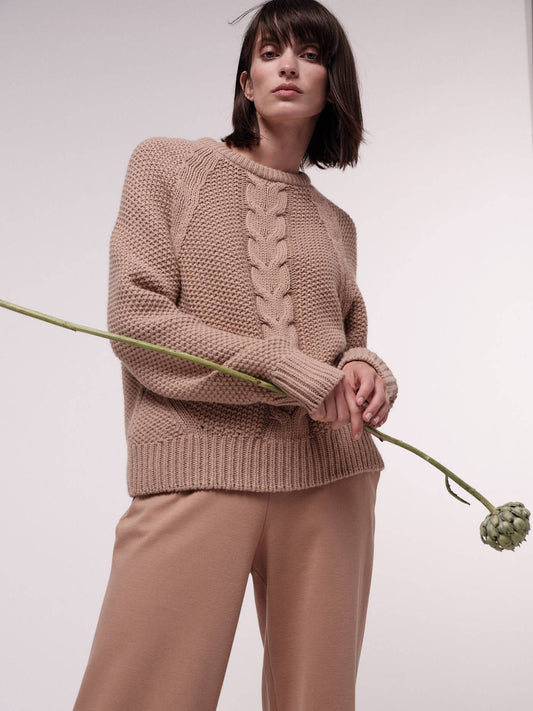 PULLOVER MIT ZOPFMUSTER AUS BIOSCHURWOLLE & BIOBAUMWOLLE
