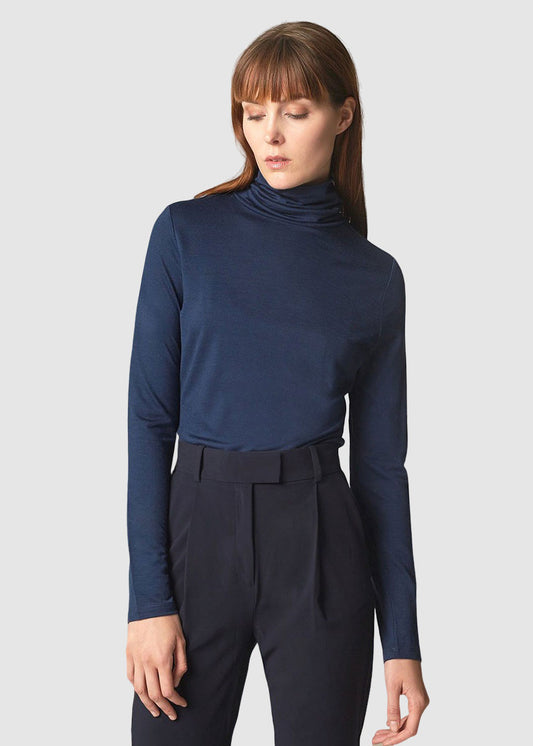 Funktionsschnitt DELIGHT Rollkragenpullover – MIDNIGHT | Merino & TENCEL™ Shirt, 50/50